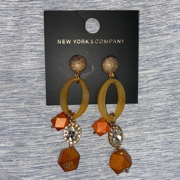 NWT New York & Company Faux-Stone Open-Oval Drop Earring - Picture 2 of 5